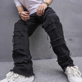 Men's Solid Loose Straight Distressed Jeans 76549891Z