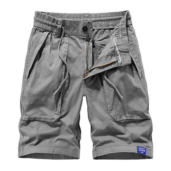 Men's Casual Cotton Washed Multi-pocket Loose Cargo Shorts 40224678M