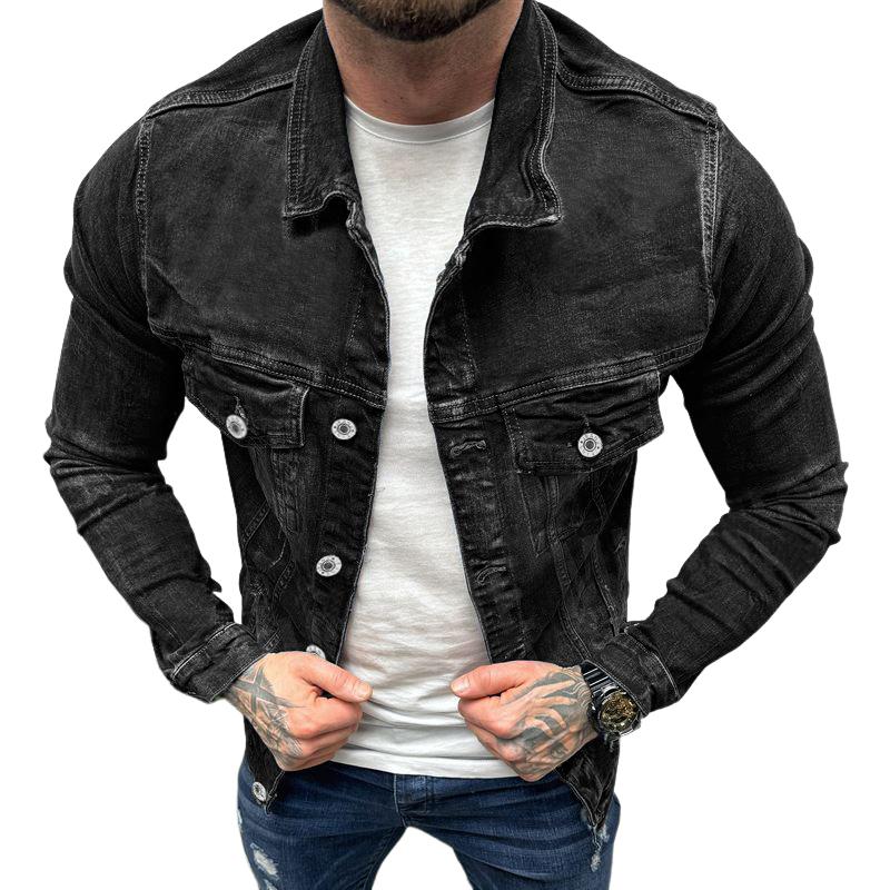 Men's Vintage Lapel Single Breasted Denim Jacket 84634132X