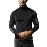 Men's Casual Turtleneck Slim Fit Velvet Long Sleeve T-Shirt 36075446K