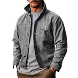 Men's Retro Lapel Multi-pocket Single Breasted Jacket 66249469Z