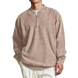 Men's Solid Color Zip Collar Long Sleeve Loose Sweatshirt 06084541Z