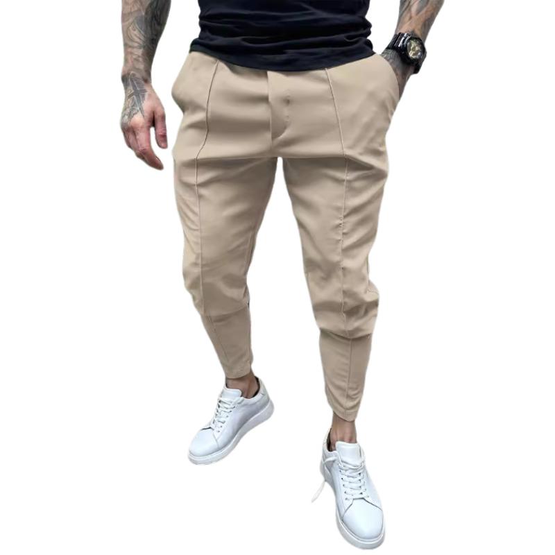 Men's Retro Casual Solid Color Drawstring Skinny Pants 11295927TO