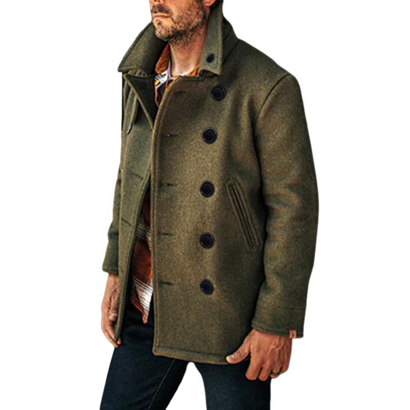 Men's British Style Solid Color Woolen Coat 71211519U