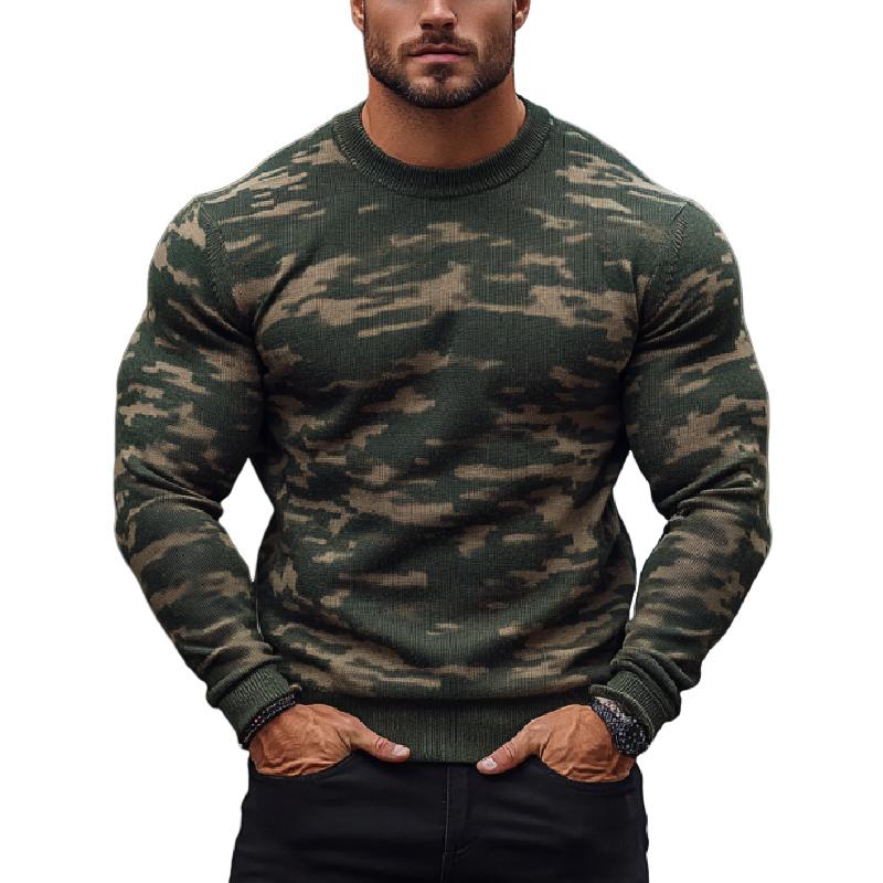 Men's Classic Casual Camouflage Crew Neck Sweater 45085331K