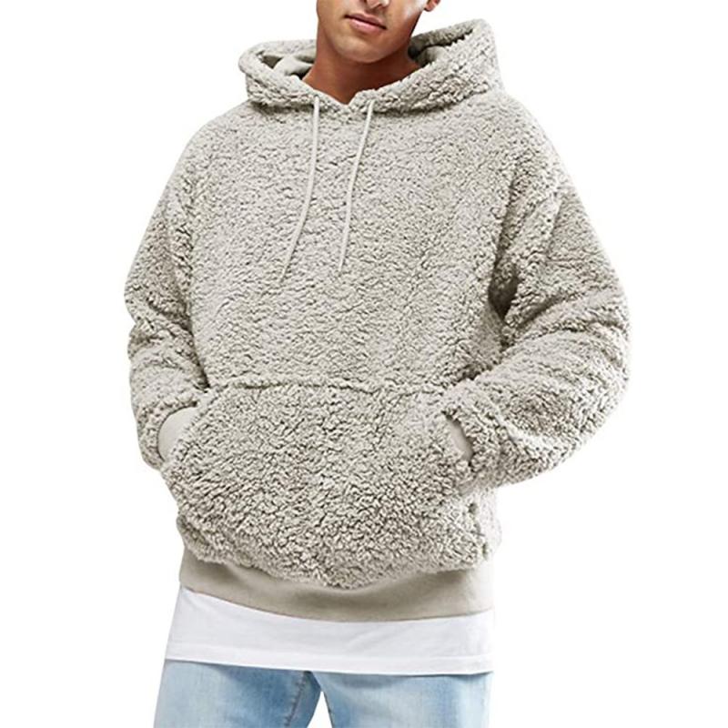 Men's Casual Solid Color Fleece Long-Sleeved Hoodie 83899499M