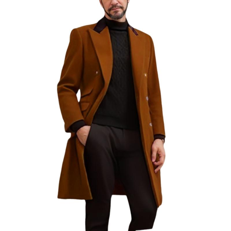 Men's Colorblock Wool Lapel Coat 97564168Y