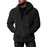 Men's Casual Solid Color Fleece Hooded Zipper Jacket 53656724M