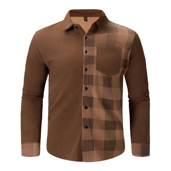 Men's Corduroy Lapel Long-sleeved Shirt 66051713F