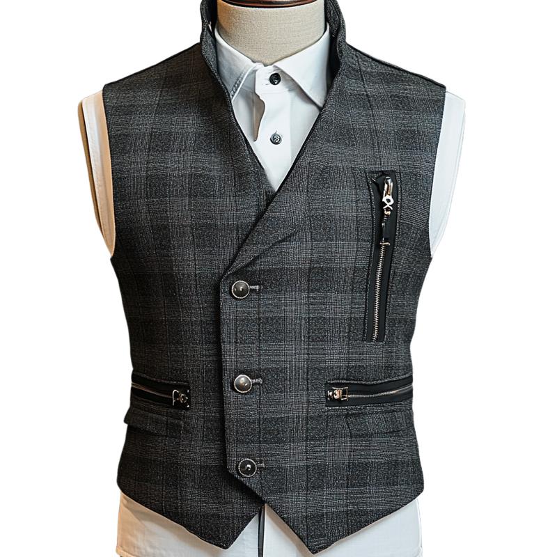 Men's Vintage Check Three-Button Slim Vest 14785137U