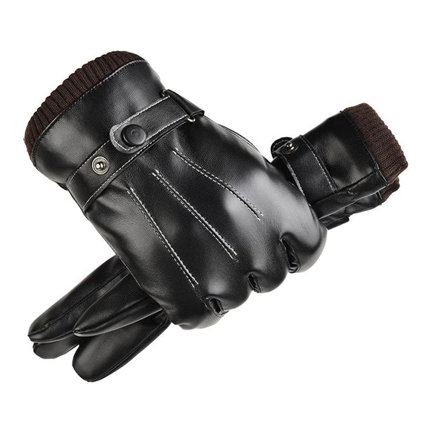 Men's Warm PU Leather Touch Screen Gloves 15895911U