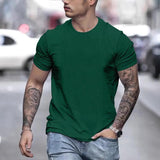 Men's Round Neck Solid Color Casual Short-sleeved T-shirt 96990283X