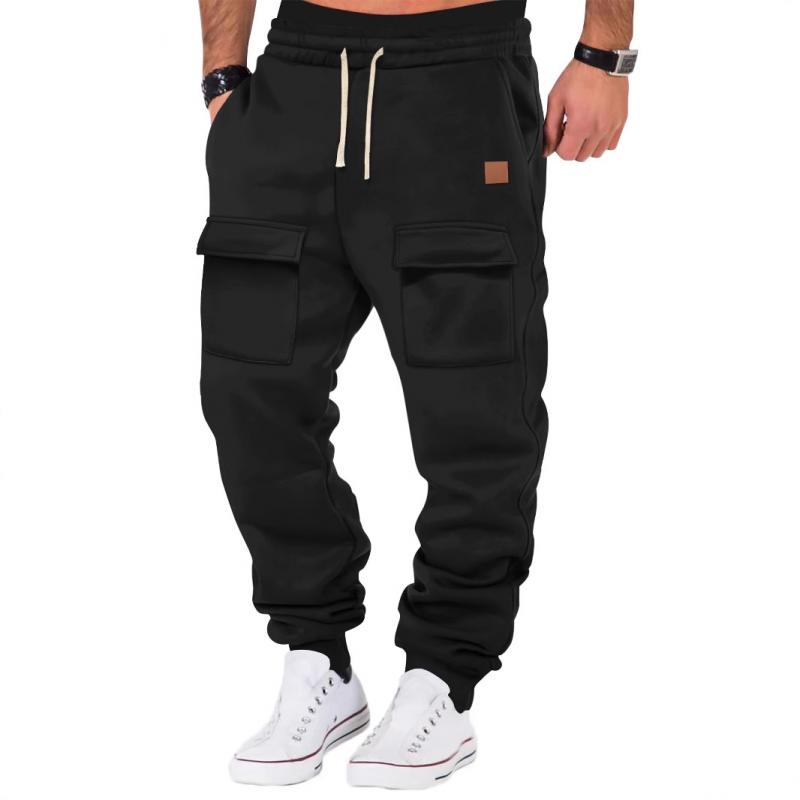 Men's Sports Solid Color Multi-Pocket Sweatpants 05181670Y