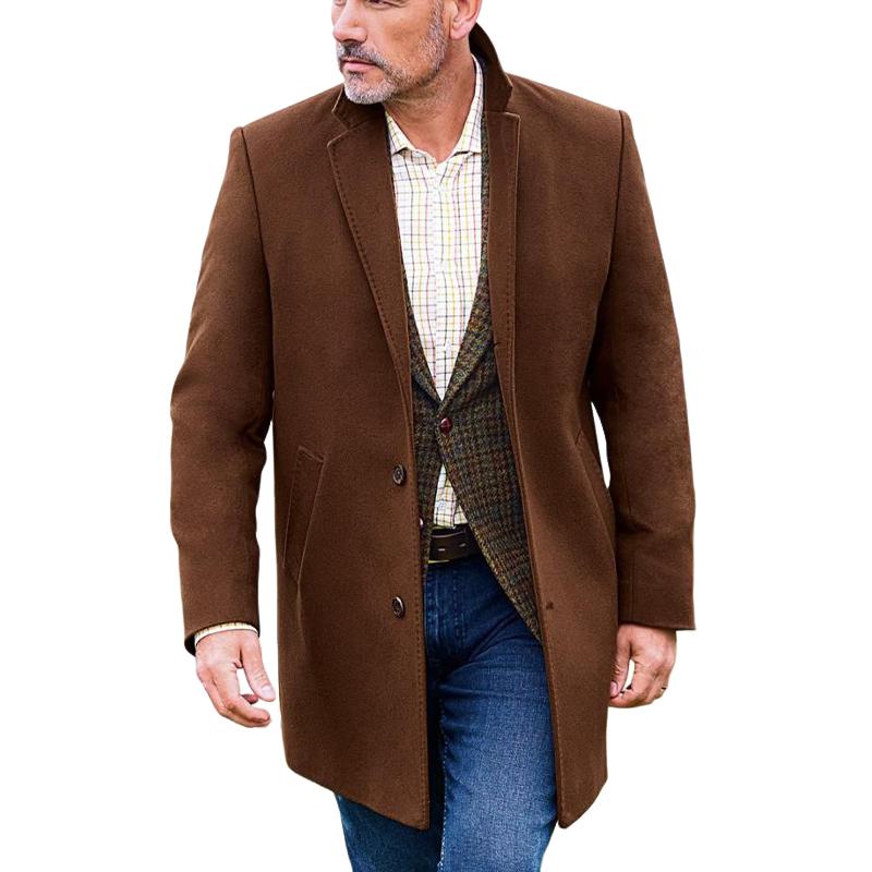 Men's Vintage Brown Suede Mid-Length Coat 42543428U