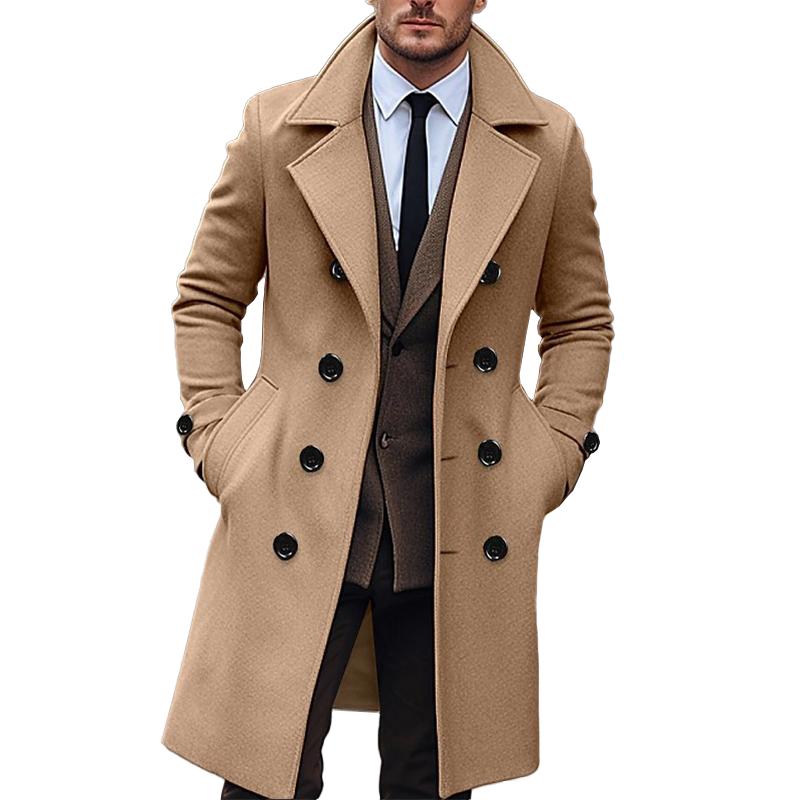 Manteau long croisé à revers crantés pour hommes 41875162Z