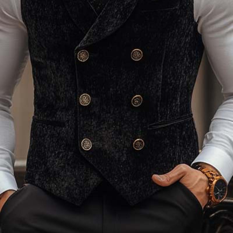 Men's Classic Vintage Double Breasted Shawl Collar Velvet Vest 44491635K