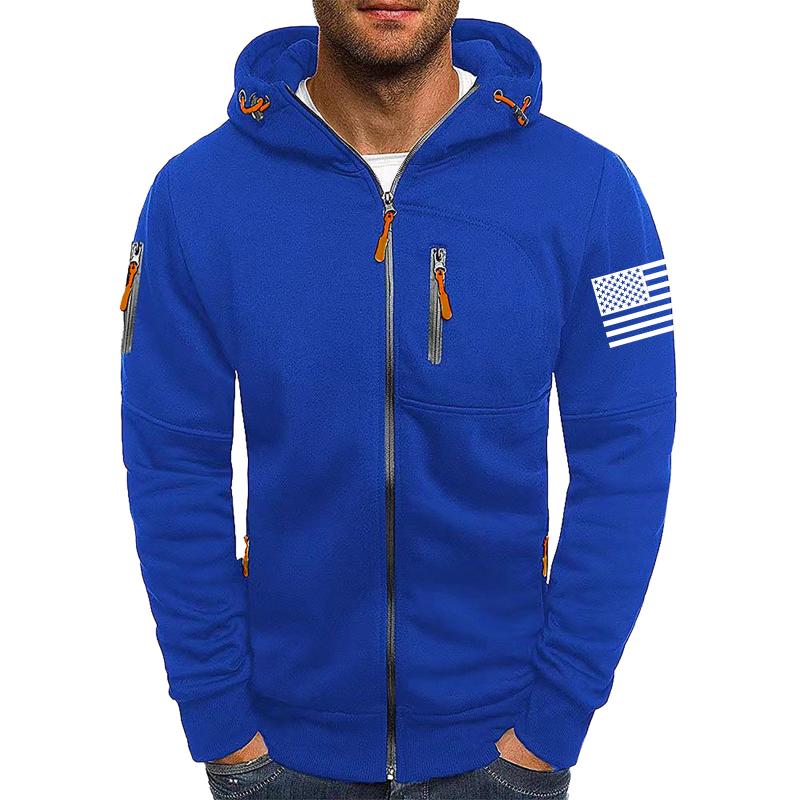 Men's Solid Cardigan Zip-Up Hooded Jacket 59926043X