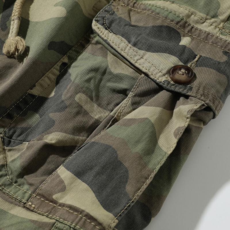 Men's Casual Outdoor Cotton Camouflage Multi-Pocket Loose Cargo Shorts 80212820M