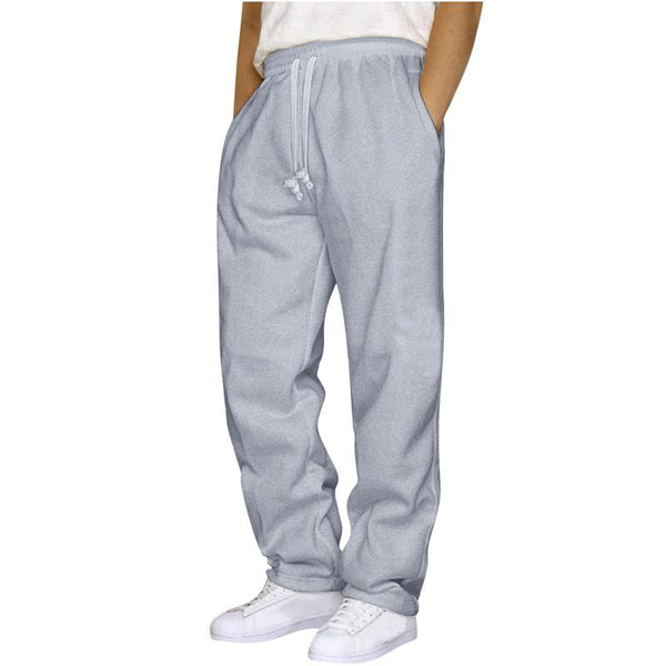 Men's Solid Color Plush Elastic Waist Loose Sports Pants 56423379Z