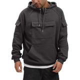 Men's Solid Color Multi-pocket Long Sports Casual Hoodie 20490694Z