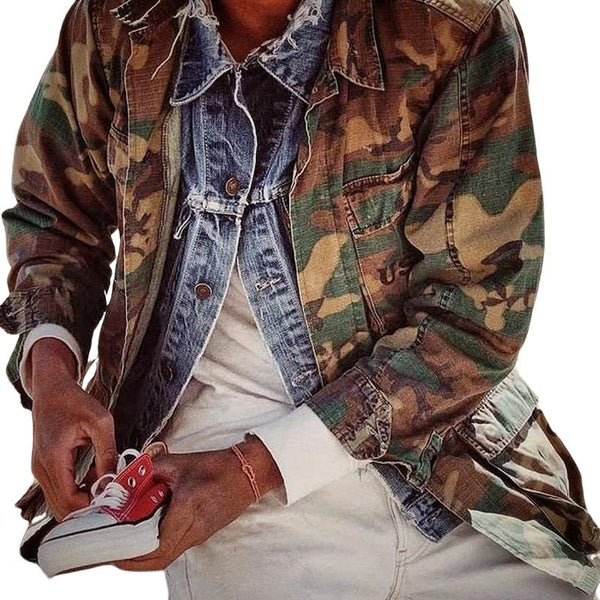 Men's Vintage Multi-Pocket Camouflage Canvas Jacket 28426828X