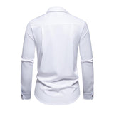 Men's Casual Lapel Slanted Placket Asymmetric Slim Fit Long Sleeve Shirt 50452395M