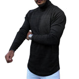 Men's Retro Casual Plaid Print Turtleneck Long Sleeve T-Shirt 89936918TO