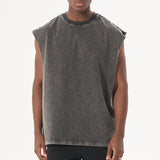 Men's Solid Loose Washed Distressed Sleeveless Tank Top 40460821Z
