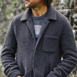 Men's Solid Color Thickened Lapel Multi-pocket Casual Jacket 11869070Z