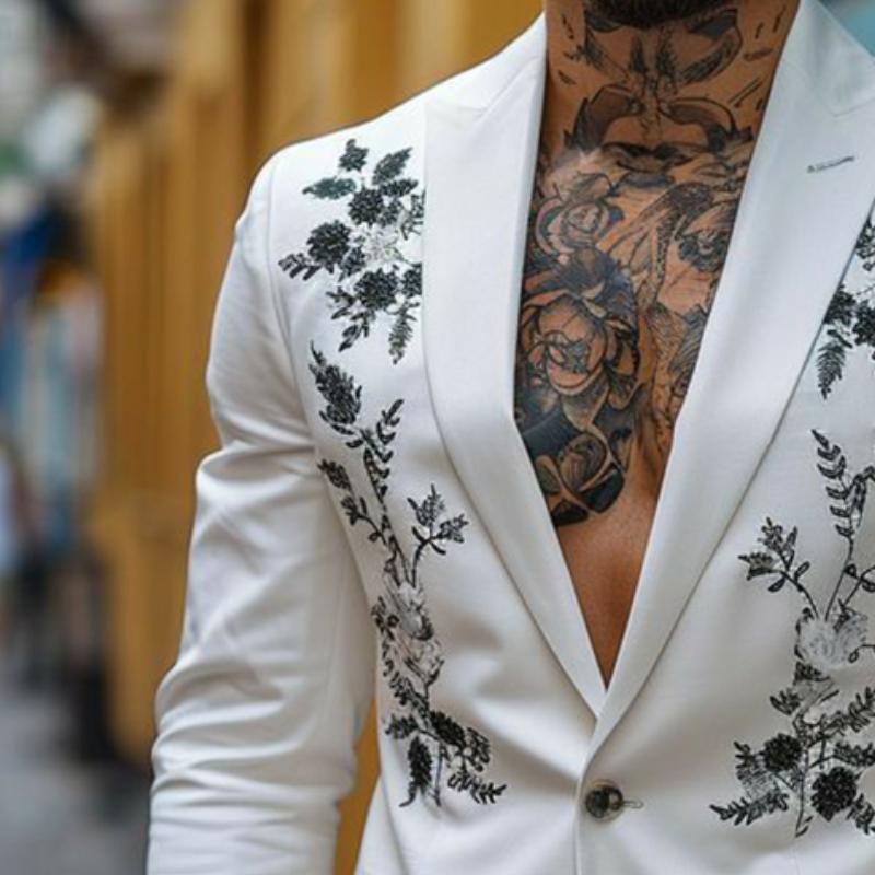 Men's Vintage Casual Embroidered Single Breasted Blazer 66447481TO