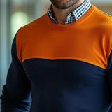 Men's Retro Casual Simple Colorblock Crew Neck Sweater 59499352TO