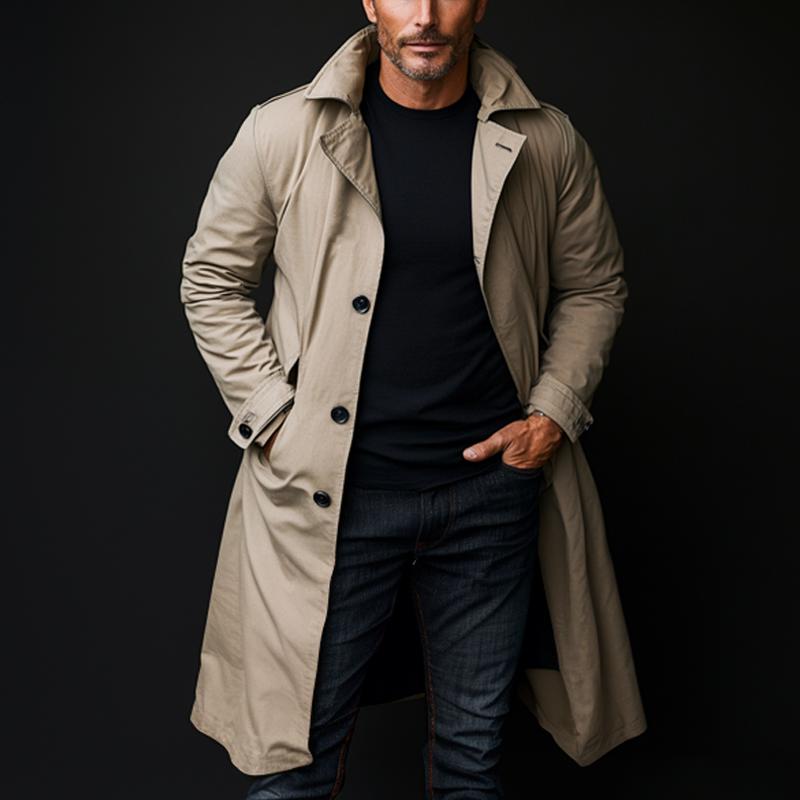 Men's Solid Color Casual Canvas Lapel Coat 17718385X