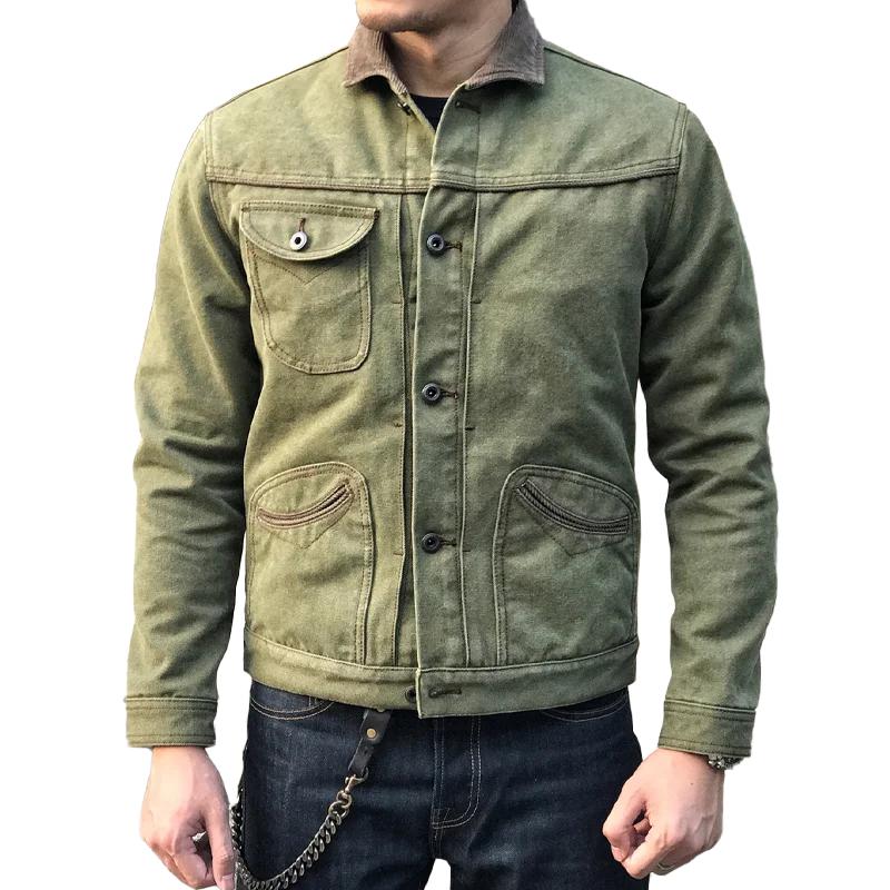 【Expédition 24 heures】Veste de moto rétro à revers simple boutonnage pour homme 80553280Z