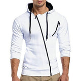 Men's Color-block Diagonal Zipper Long Sleeve Casual Hoodie 75932713Z