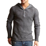 Men's Grey Three-Button Knit Hoodie 31617272U