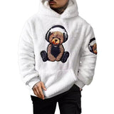 Men's Retro Casual Headphones Teddy Bear Plush Hoodie 99359825TO