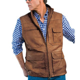 Men's Classic Stand Collar Multi-Pocket Leather Vest 35700902F