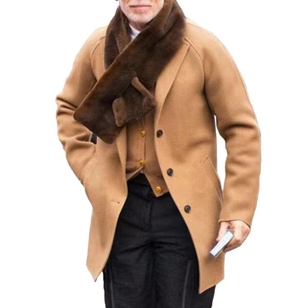 Men's Solid Notch Lapel Single Breasted Mid-length Casual Coat 66845638Z
