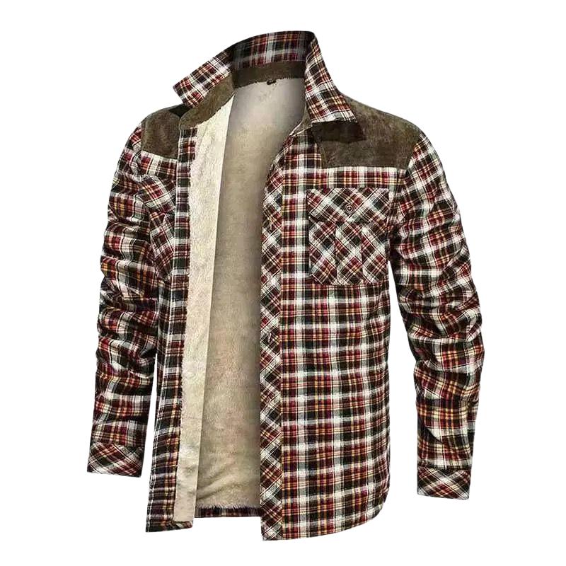 Men's Classic Casual Plaid Lapel Warm Shirt 23184504F