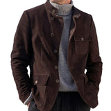 Men's Retro Coffee Suede Jacket 66013862U