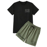 Men's Round Neck Short Sleeve Shorts Two Piece Set 37048230X