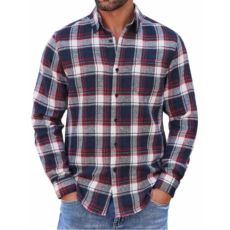 Men's Casual Plaid Long Sleeve Shirt 35428060Y