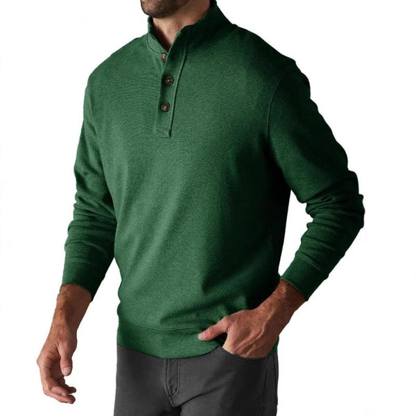 Men's Casual Solid Color Button Turtleneck Long Sleeve Sweatshirt 45488139Y