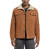 Men's Solid Color Lambswool Lining Corduroy Jacket 02133587Y