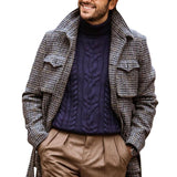 Men's Vintage Houndstooth Lapel Multi-pocket Casual Jacket 39892323Z