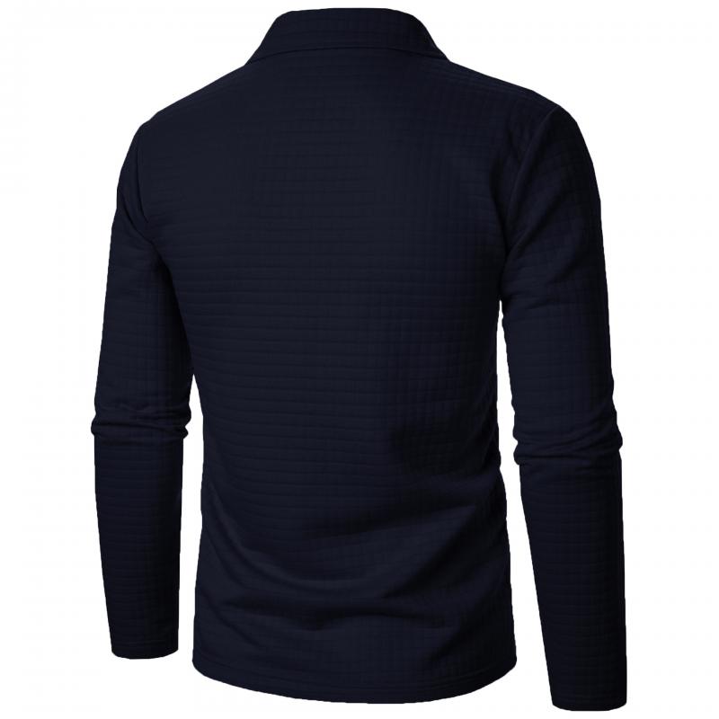 Men's Waffle Solid Half Zip Long Sleeve Lapel Sweatshirt 87830932Y