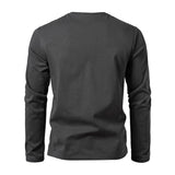 Men's Solid Color Cotton V Neck Long Sleeve Casual T-shirt 93053121Z