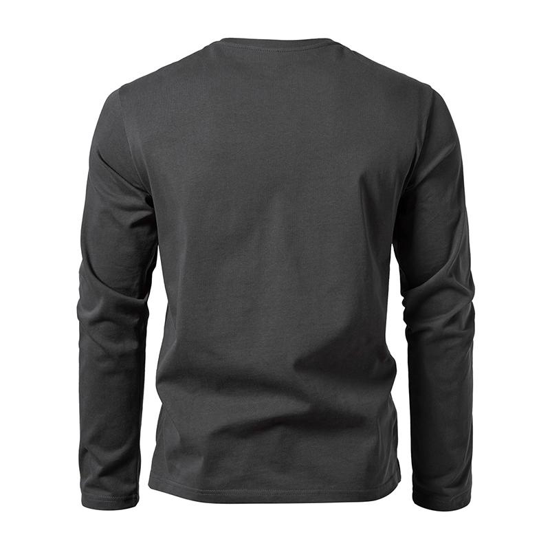 Men's Solid Color Cotton V Neck Long Sleeve Casual T-shirt 93053121Z