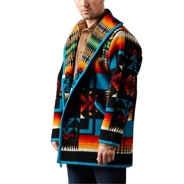 Men's Casual Lapel Single Breasted Christmas Printed Warm Jacket 57993066F