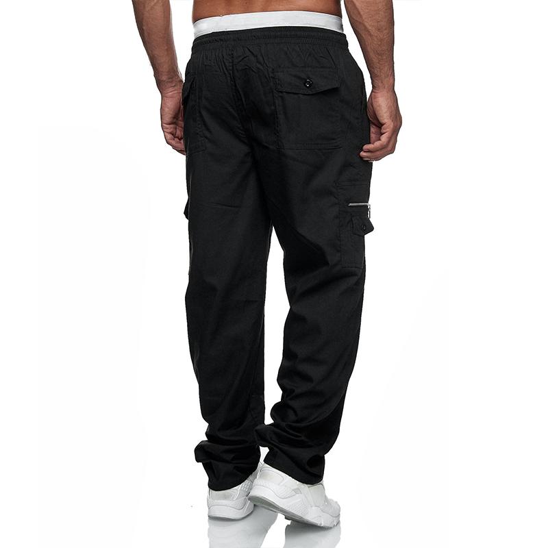 Men's Loose Multi-pocket Elastic Waist Cargo Outdoor Sports Casual Trousers 46902429Z
